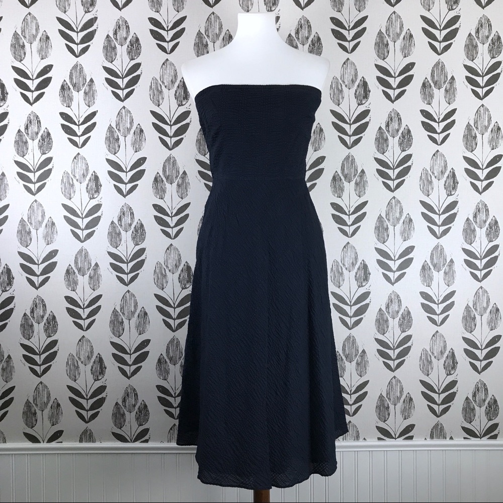 J. Crew Strapless Navy Dress Midi / Knee Length